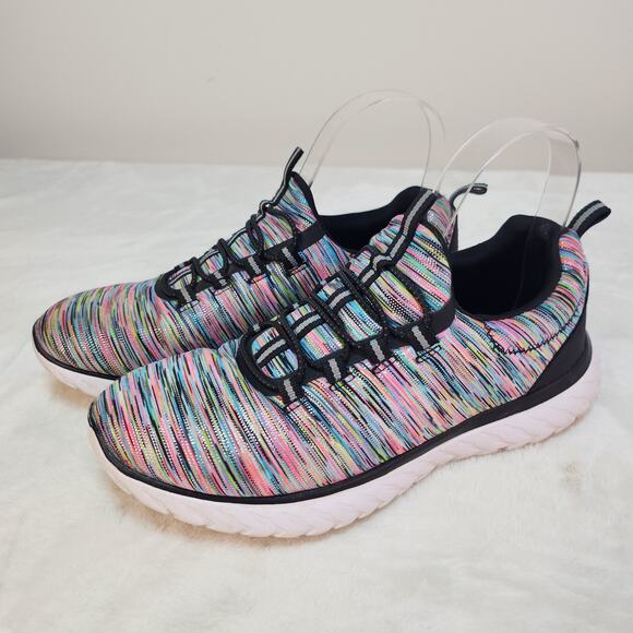 Athletic Works Shoes - Rainbow Glitter Sneakers 7 Multi Color Sparkle Shimmer Slip On Kidcore Neon Rave
